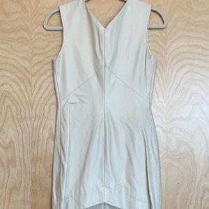 DOORI CUSTOM WHITE LEATHER DRESS WITH SILK ORGANZA